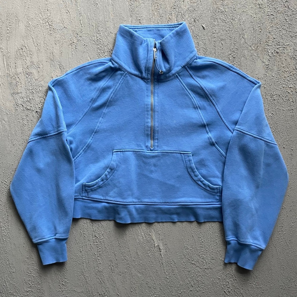 Lululemon | Blue Half-Zip Cropped Pullover Sweatshirt - Size Large